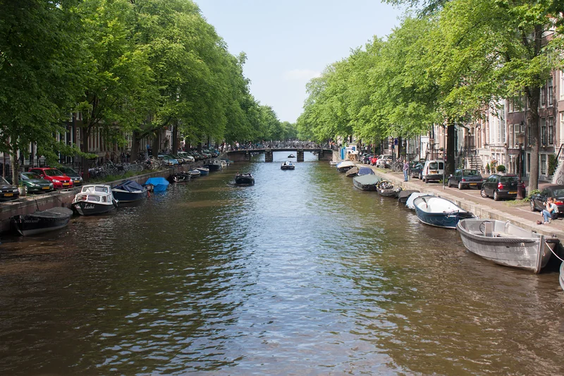 Amsterdam canal and waterside houses