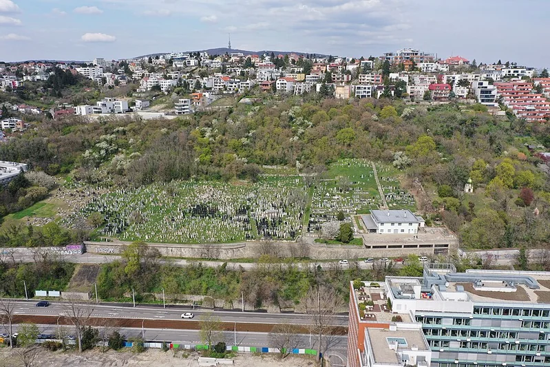 Orthodox Jewish Cemetery on Žižkova, Bratislava — aerial overview