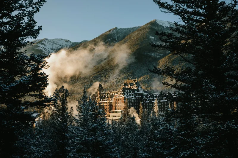 Fairmont Banff Springs — hotel exterior in winter