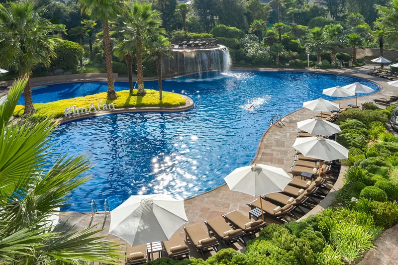 Mandarin Oriental, Santiago, outdoor pool and landscaped gardens
