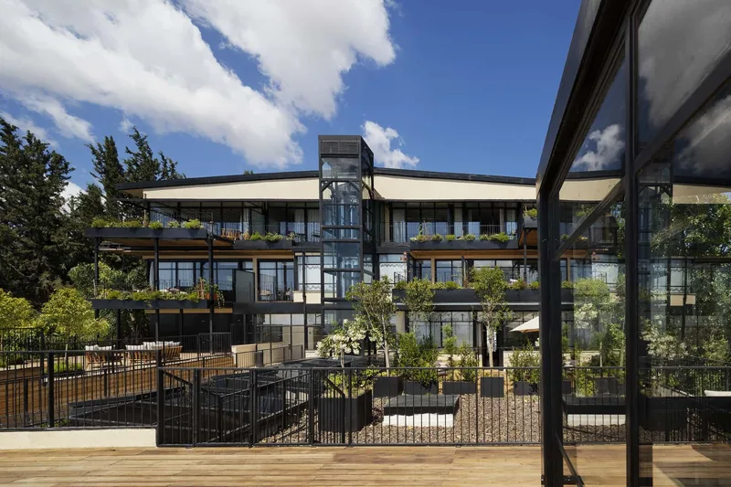 Mizpe Hayamim — courtyard and hotel exterior