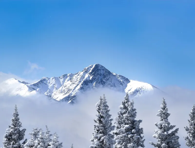 Mountains of Vail Colorado in the winter ski season.