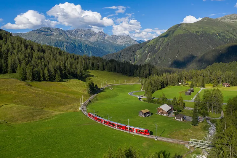 RhB ABe 4/16 "Capricorn" EMU between Davos Wolfgang and Davos Laret, Switzerland.