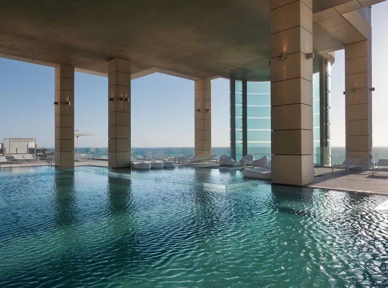 Royal Beach Tel Aviv — empty pool overlooking the sea