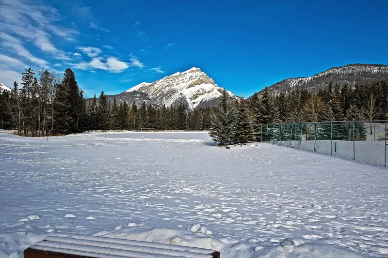 Snow in Canada, Cascade Mountain in the background