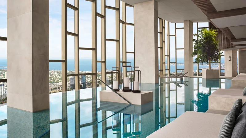 The Ritz-Carlton Melbourne indoor pool and city views